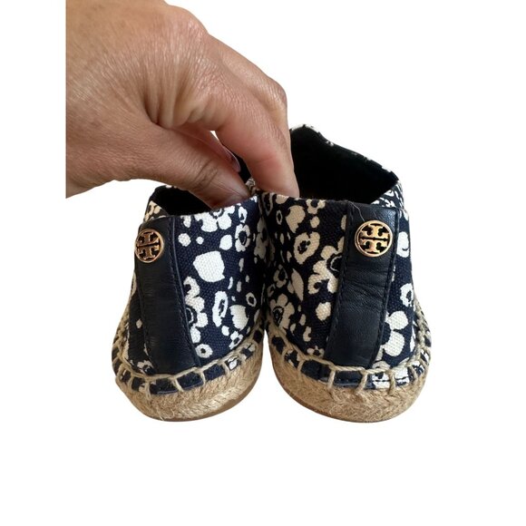 TORY BURCH Navy White Floral Espadrille Flats Size 8.5 - Picture 8 of 11